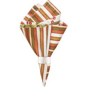C&F Home Mistletoe Cream Napkin Cream, red, Green